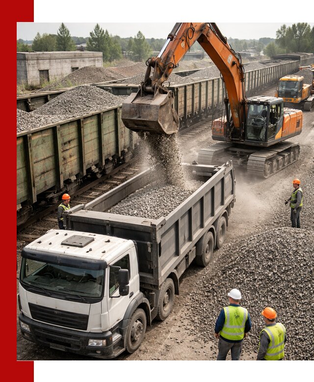 Железнодорожный щебень фракция 25–60 для поставок в Фурманове