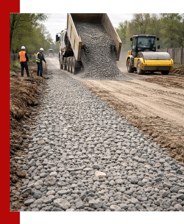 Доставка щебня для отсыпки дорог в Фурманове высокого качества