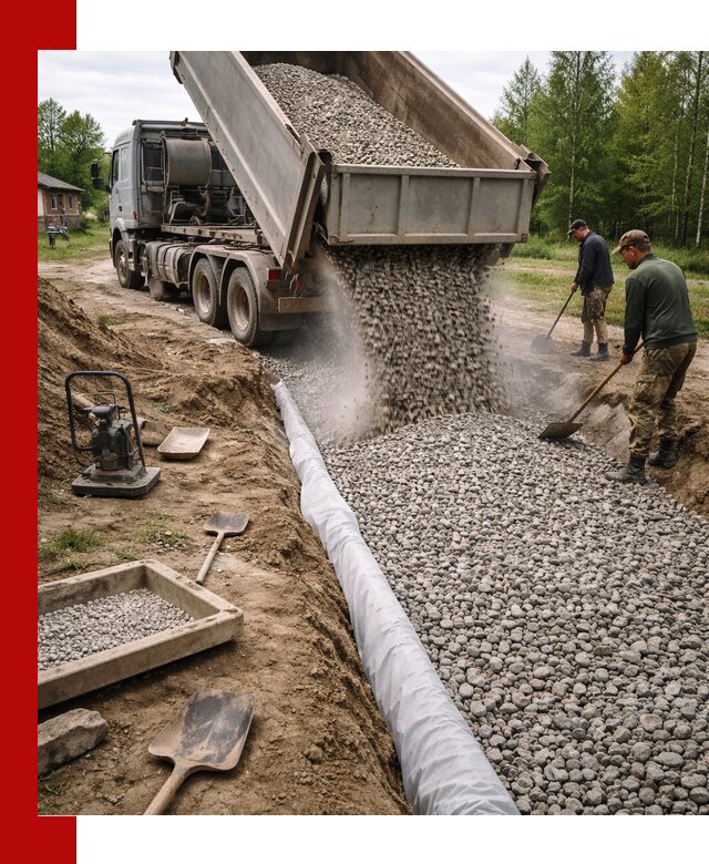 Гравий для дренажа с доставкой в Фурманове качественный и недорогой