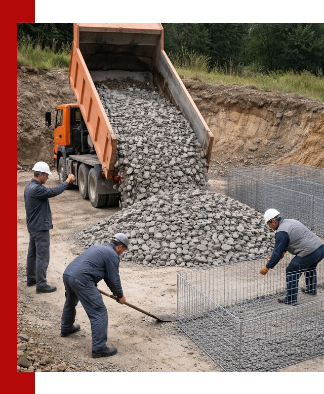 Камень для габионов с доставкой в Фурманове быстро и надёжно