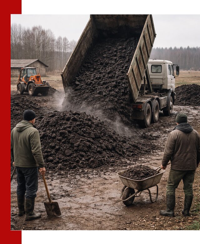 Доставка низинного торфа с разгрузкой и доставкой в Фурманове