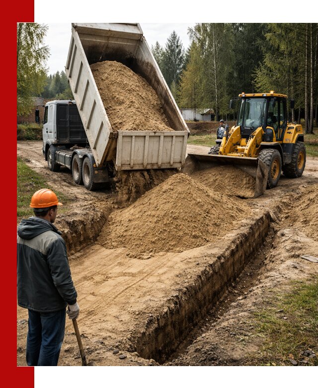 Доставка песчаного грунта в Фурманове для строительных работ