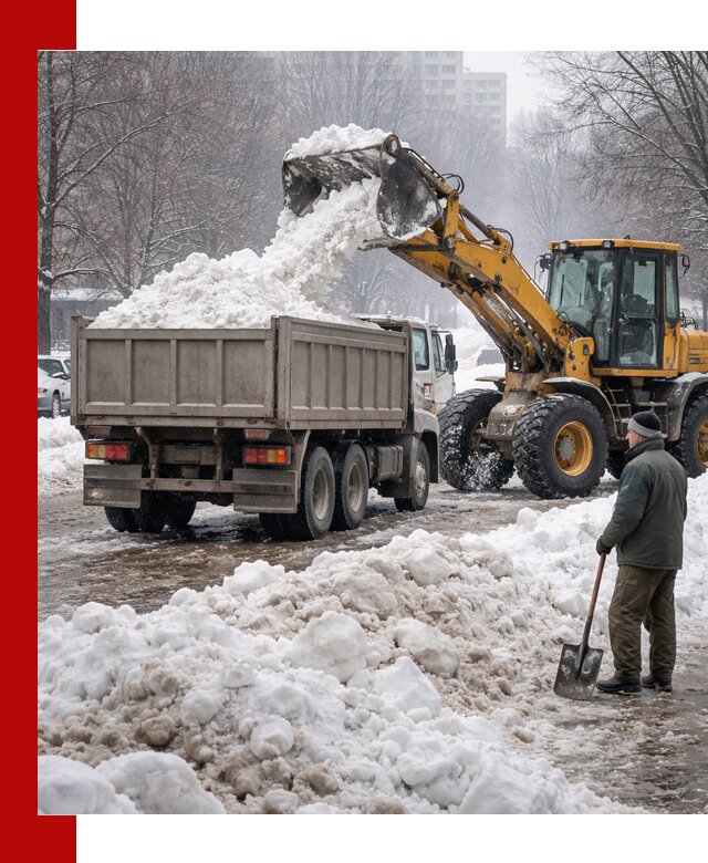 Вывоз снега грузовой техникой в Фурманове оперативно и чисто